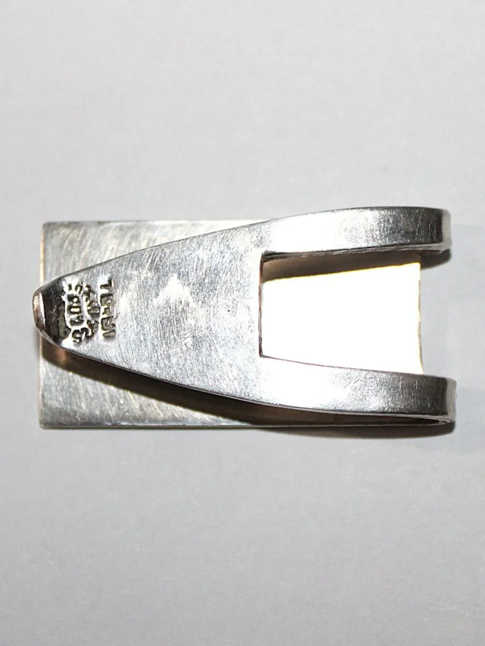 Vintage Taxco Sterling Silver Crushed Stone Money Clip 18 Grams
